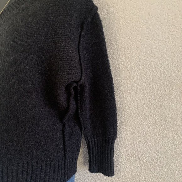 DE RIGUEUR PROVISIONS GREY V-NECK EXPOSED SEAM PULLOVER SWEATER Women's … - Picture 8 of 10